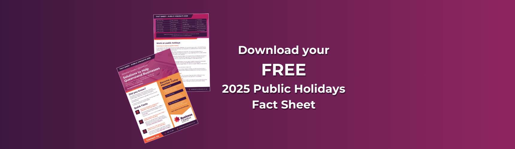 Download your FREE 2025 Public Holidays Fact Sheet » Business Chamber