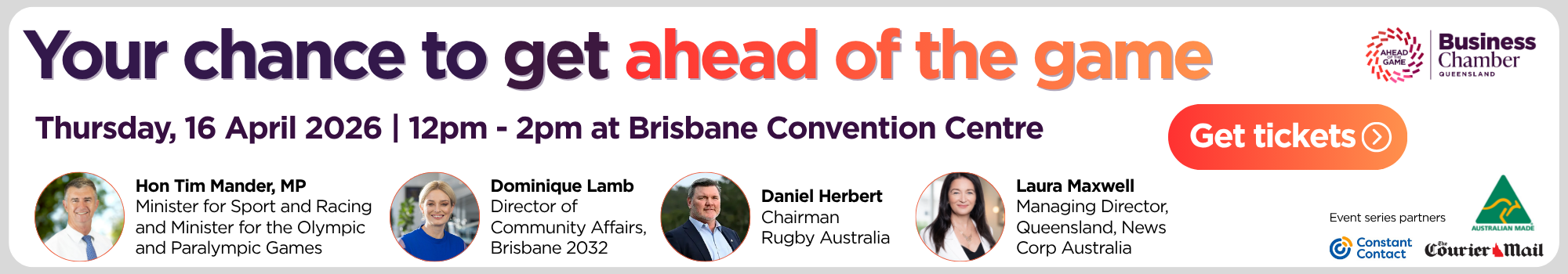 Ahead of the game event banner