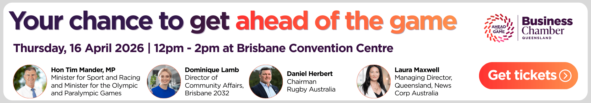 Ahead of the game event banner